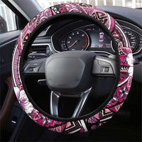Polynesian Hibiscus Tropical Pink Floral Steering Wheel Cover Tribal Pattern - Polynesian Pride