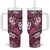 Polynesian Hibiscus Tropical Pink Floral Tumbler With Handle Tribal Pattern - Polynesian Pride