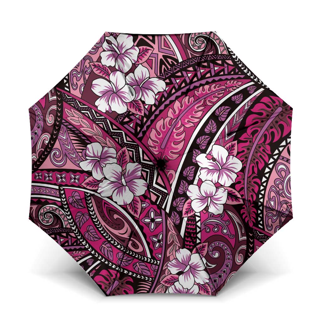 Polynesian Hibiscus Tropical Pink Floral Umbrella Tribal Pattern - Polynesian Pride