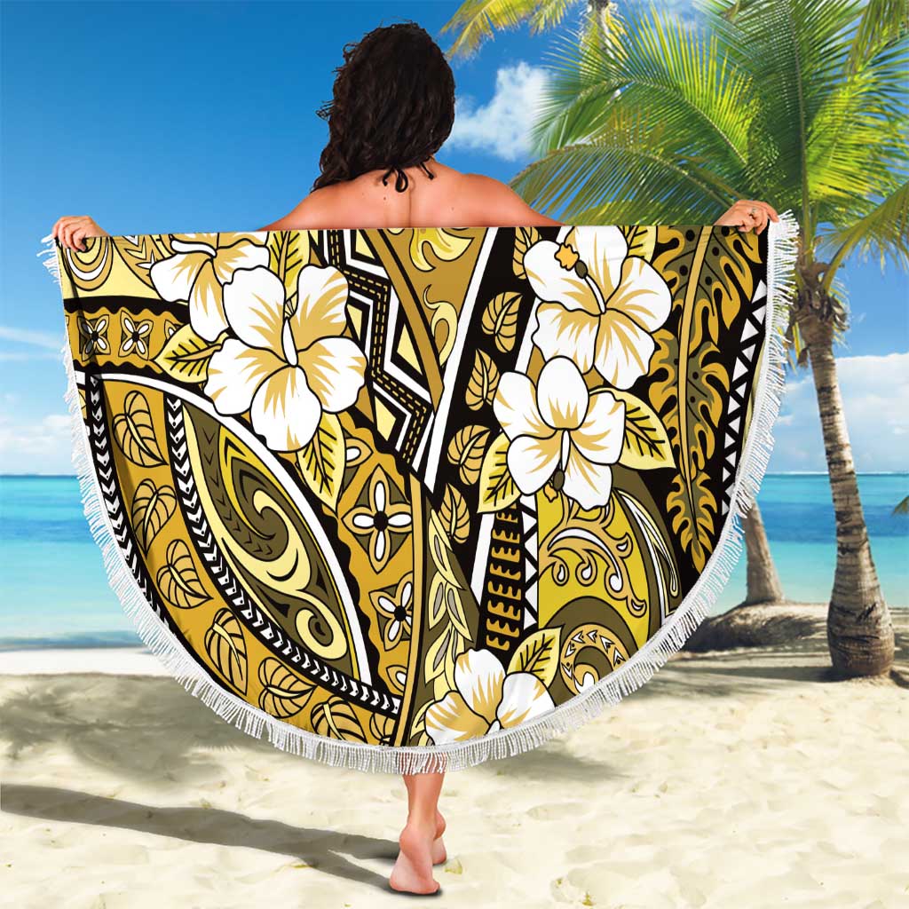 Polynesian Hibiscus Tropical Yellow Floral Beach Blanket Tribal Pattern - Polynesian Pride