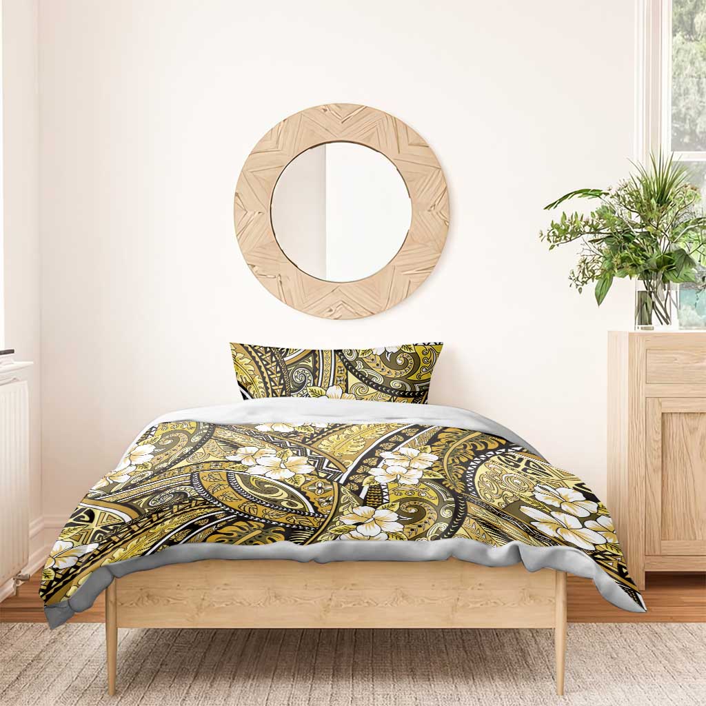 Polynesian Hibiscus Tropical Yellow Floral Bedding Set Tribal Pattern - Polynesian Pride