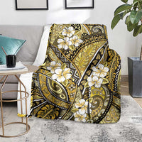 Polynesian Hibiscus Tropical Yellow Floral Blanket Tribal Pattern - Polynesian Pride