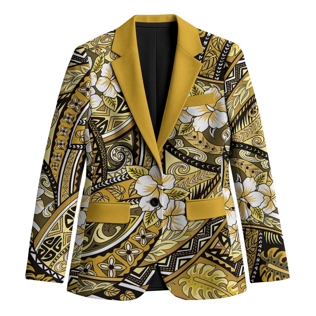 Polynesian Hibiscus Tropical Yellow Floral Blazer Tribal Pattern - Polynesian Pride