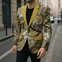 Polynesian Hibiscus Tropical Yellow Floral Blazer Tribal Pattern - Polynesian Pride