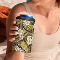 Polynesian Hibiscus Tropical Yellow Floral 4 in 1 Can Cooler Tumbler Tribal Pattern - Polynesian Pride