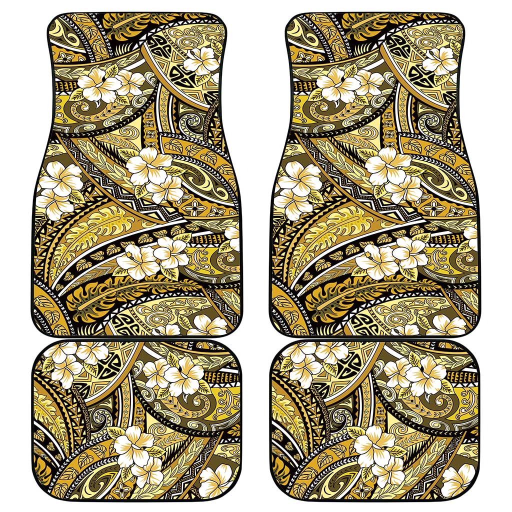 Polynesian Hibiscus Tropical Yellow Floral Car Mats Tribal Pattern - Polynesian Pride