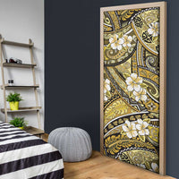 Polynesian Hibiscus Tropical Yellow Floral Door Cover Tribal Pattern - Polynesian Pride