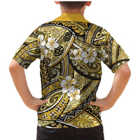 Polynesian Hibiscus Tropical Yellow Floral Family Matching Mermaid Dress and Hawaiian Shirt Tribal Pattern - Polynesian Pride