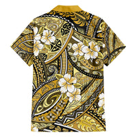 Polynesian Hibiscus Tropical Yellow Floral Family Matching Off Shoulder Maxi Dress and Hawaiian Shirt Tribal Pattern - Polynesian Pride