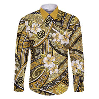 Polynesian Hibiscus Tropical Yellow Floral Family Matching Off Shoulder Short Dress and Hawaiian Shirt Tribal Pattern - Polynesian Pride