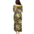 Polynesian Hibiscus Tropical Yellow Floral Family Matching Puletasi and Hawaiian Shirt Tribal Pattern - Polynesian Pride