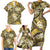 Polynesian Hibiscus Tropical Yellow Floral Family Matching Short Sleeve Bodycon Dress and Hawaiian Shirt Tribal Pattern - Polynesian Pride