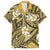 Polynesian Hibiscus Tropical Yellow Floral Family Matching Short Sleeve Bodycon Dress and Hawaiian Shirt Tribal Pattern - Polynesian Pride