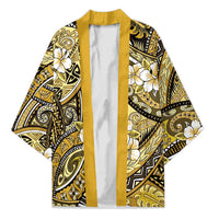 Polynesian Hibiscus Tropical Yellow Floral Kimono Tribal Pattern - Polynesian Pride