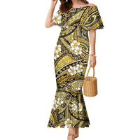 Polynesian Hibiscus Tropical Yellow Floral Mermaid Dress Tribal Pattern LT01 Women Yellow - Polynesian Pride