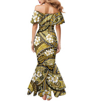 Polynesian Hibiscus Tropical Yellow Floral Mermaid Dress Tribal Pattern LT01 - Polynesian Pride