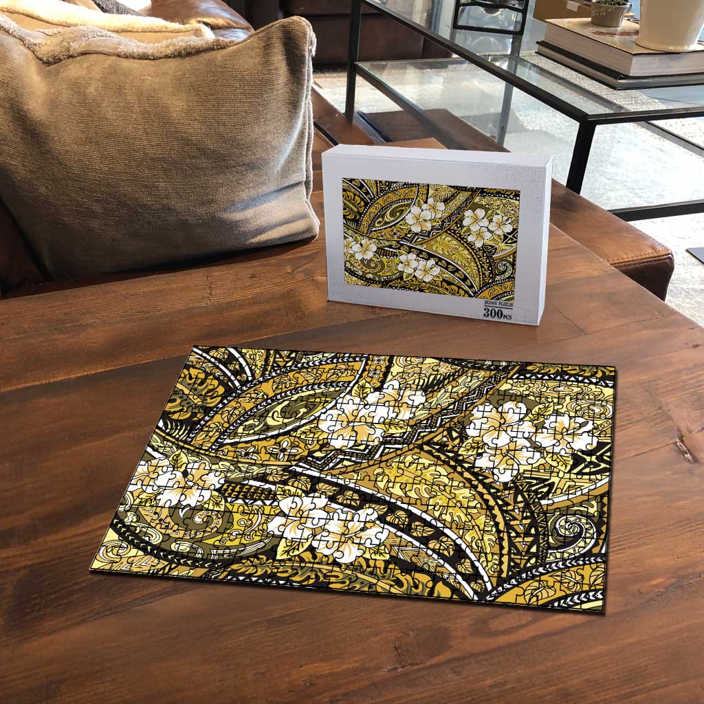 Polynesian Hibiscus Tropical Yellow Floral Puzzle Tribal Pattern - Polynesian Pride