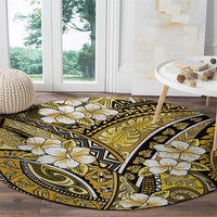 Polynesian Hibiscus Tropical Yellow Floral Round Carpet Tribal Pattern - Polynesian Pride