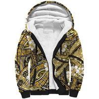 Polynesian Hibiscus Tropical Yellow Floral Sherpa Hoodie Tribal Pattern - Polynesian Pride