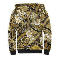Polynesian Hibiscus Tropical Yellow Floral Sherpa Hoodie Tribal Pattern - Polynesian Pride