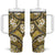 Polynesian Hibiscus Tropical Yellow Floral Tumbler With Handle Tribal Pattern - Polynesian Pride