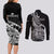 New Zealand Silver Fern Rugby Couples Matching Long Sleeve Bodycon Dress and Long Sleeve Button Shirts Aotearoa Kiwi Maori Black Version LT01 - Polynesian Pride