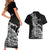 New Zealand Silver Fern Rugby Couples Matching Short Sleeve Bodycon Dress and Hawaiian Shirt Aotearoa Kiwi Maori Black Version LT01 - Polynesian Pride