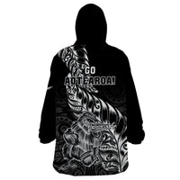 New Zealand Silver Fern Rugby Wearable Blanket Hoodie Aotearoa Kiwi Maori Black Version LT01 - Polynesian Pride