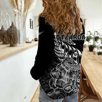 New Zealand Silver Fern Rugby Women Casual Shirt Aotearoa Kiwi Maori Black Version LT01 - Polynesian Pride