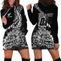 Custom New Zealand Silver Fern Rugby Hoodie Dress Aotearoa Kiwi Maori Black Version LT01 - Polynesian Pride