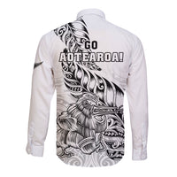 New Zealand Silver Fern Rugby Long Sleeve Button Shirt Aotearoa Kiwi Maori White Version LT01 - Polynesian Pride