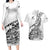 Custom New Zealand Silver Fern Rugby Couples Matching Long Sleeve Bodycon Dress and Hawaiian Shirt Aotearoa Kiwi Maori White Version LT01 White - Polynesian Pride