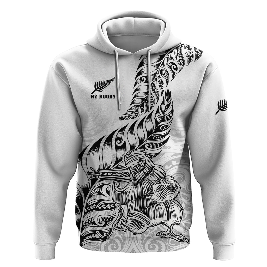 Custom New Zealand Silver Fern Rugby Hoodie Aotearoa Kiwi Maori White Version LT01 Pullover Hoodie White - Polynesian Pride