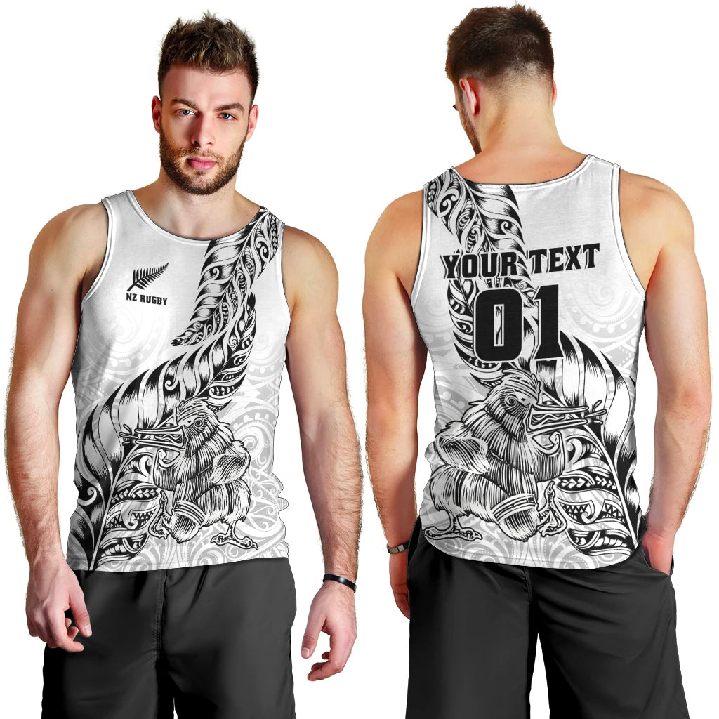Custom New Zealand Silver Fern Rugby Men Tank Top Aotearoa Kiwi Maori White Version LT01 - Polynesian Pride