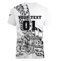 Custom New Zealand Silver Fern Rugby Women V Neck T Shirt Aotearoa Kiwi Maori White Version LT01 - Polynesian Pride