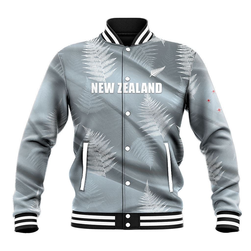 Custom Rugby New Zealand 2026 Baseball Jacket The Fern Go Champions LT01 Unisex Grey - Polynesian Pride