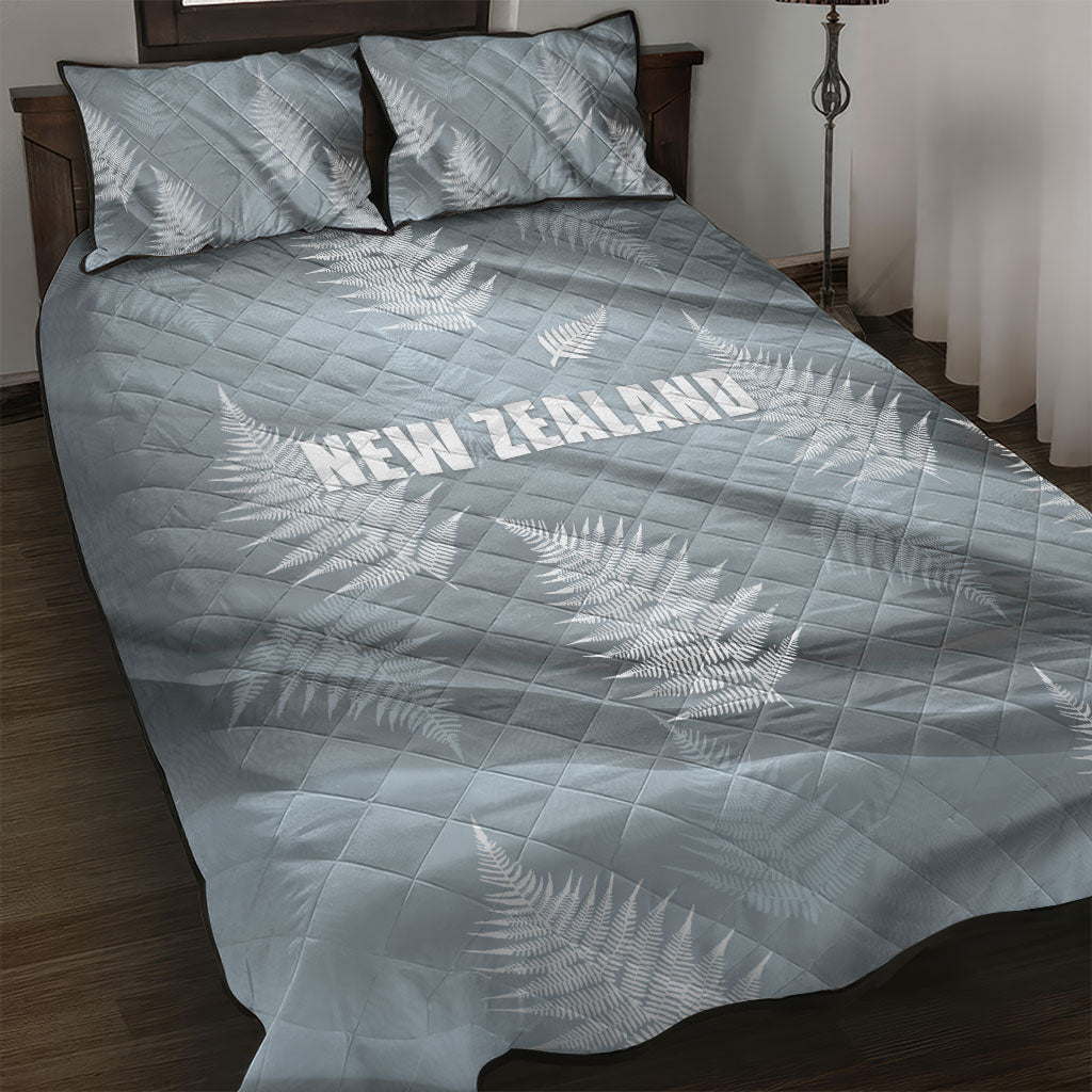 Rugby New Zealand 2026 Quilt Bed Set The Fern Go Champions LT01 Grey - Polynesian Pride