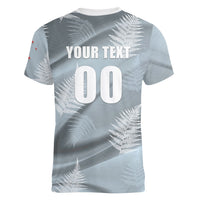 Custom Rugby New Zealand 2026 Women V-Neck T-Shirt The Fern Go Champions