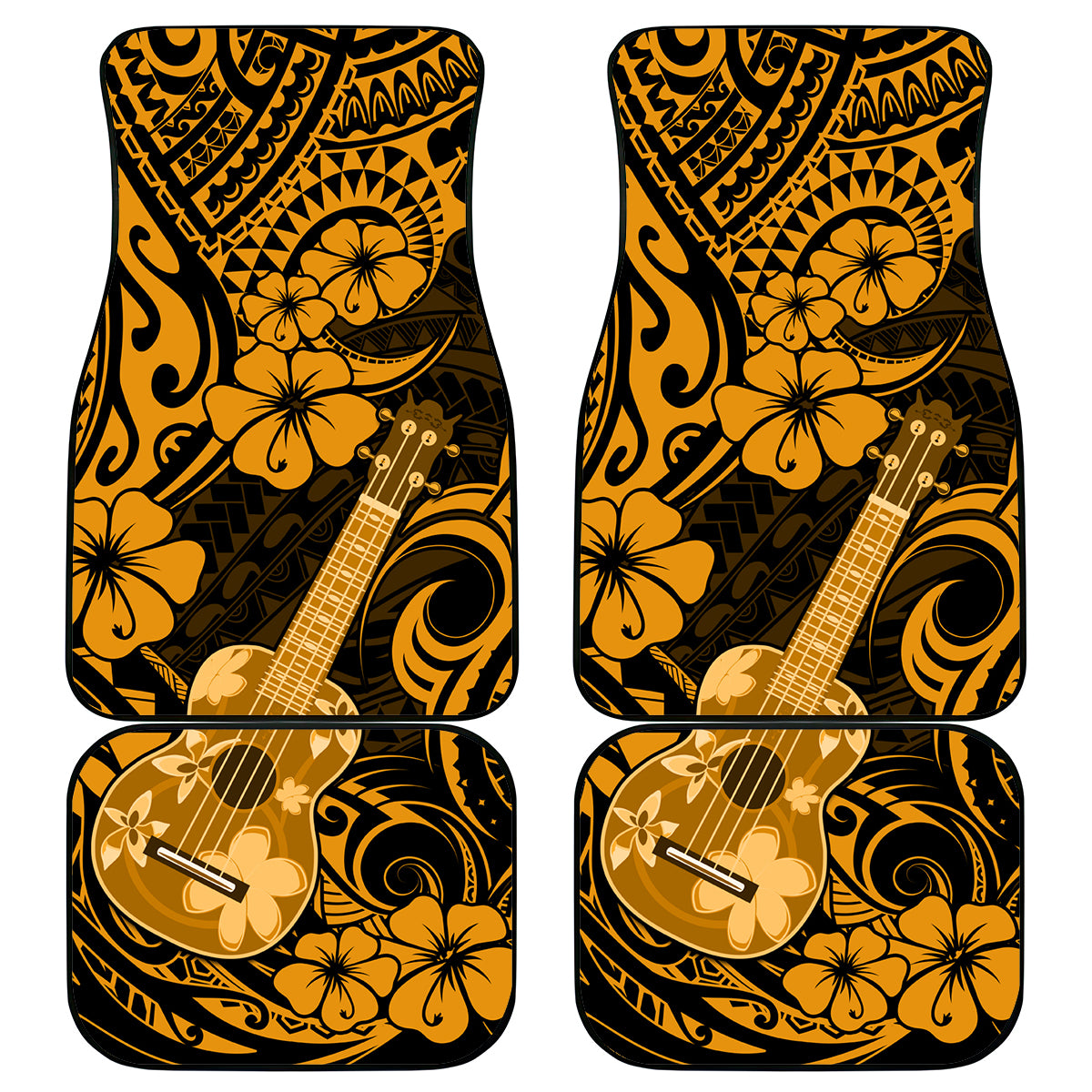 Hawaii Ukulele Car Mats Polynesian Pattern Gold Version LT01 Gold - Polynesian Pride