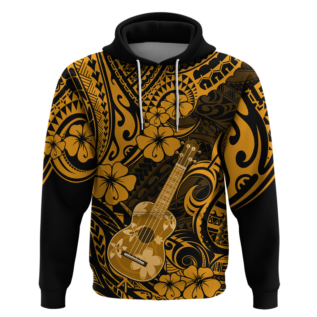 Hawaii Ukulele Hoodie Polynesian Pattern Gold Version LT01 Pullover Hoodie Gold - Polynesian Pride