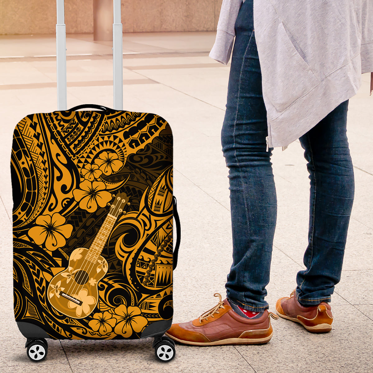 Hawaii Ukulele Luggage Cover Polynesian Pattern Gold Version LT01 Gold - Polynesian Pride