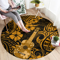 Hawaii Ukulele Round Carpet Polynesian Pattern Gold Version LT01 - Polynesian Pride