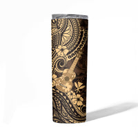 Hawaii Ukulele Skinny Tumbler Polynesian Pattern Gold Version