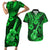 Hawaii Ukulele Couples Matching Short Sleeve Bodycon Dress and Hawaiian Shirt Polynesian Pattern Green Version LT01 Green - Polynesian Pride