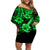 Hawaii Ukulele Off Shoulder Short Dress Polynesian Pattern Green Version LT01 Women Green - Polynesian Pride