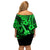 Hawaii Ukulele Off Shoulder Short Dress Polynesian Pattern Green Version LT01 - Polynesian Pride