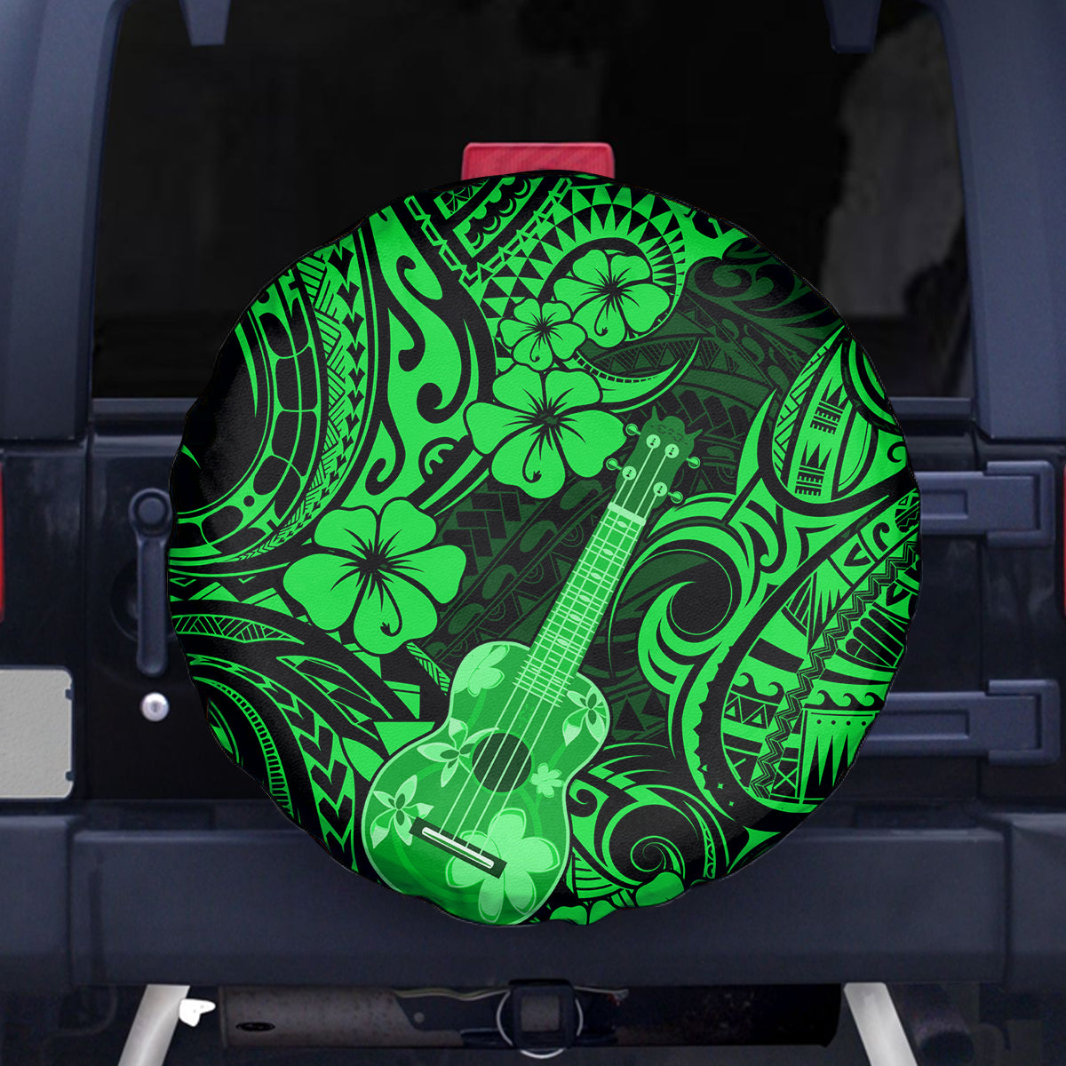 Hawaii Ukulele Spare Tire Cover Polynesian Pattern Green Version LT01 - Polynesian Pride