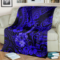 Hawaii Ukulele Blanket Polynesian Pattern Navy Blue Version LT01 - Polynesian Pride
