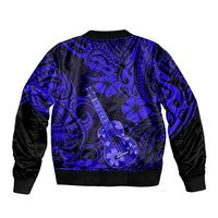 Hawaii Ukulele Bomber Jacket Polynesian Pattern Navy Blue Version LT01 - Polynesian Pride