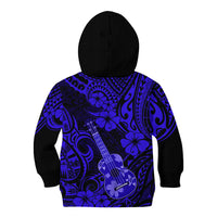 Hawaii Ukulele Kid Hoodie Polynesian Pattern Navy Blue Version LT01 - Polynesian Pride